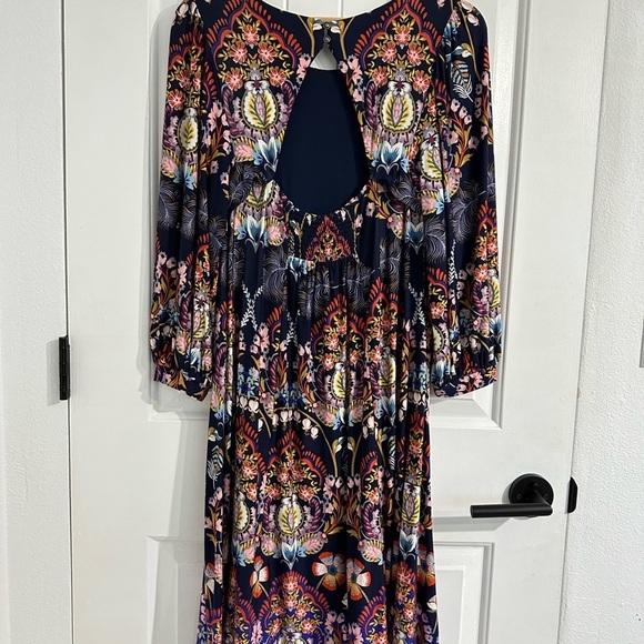 Anthropologie Maeve 3/4 Sleeves Motif Prints Midi Dress - Picture 3 of 9